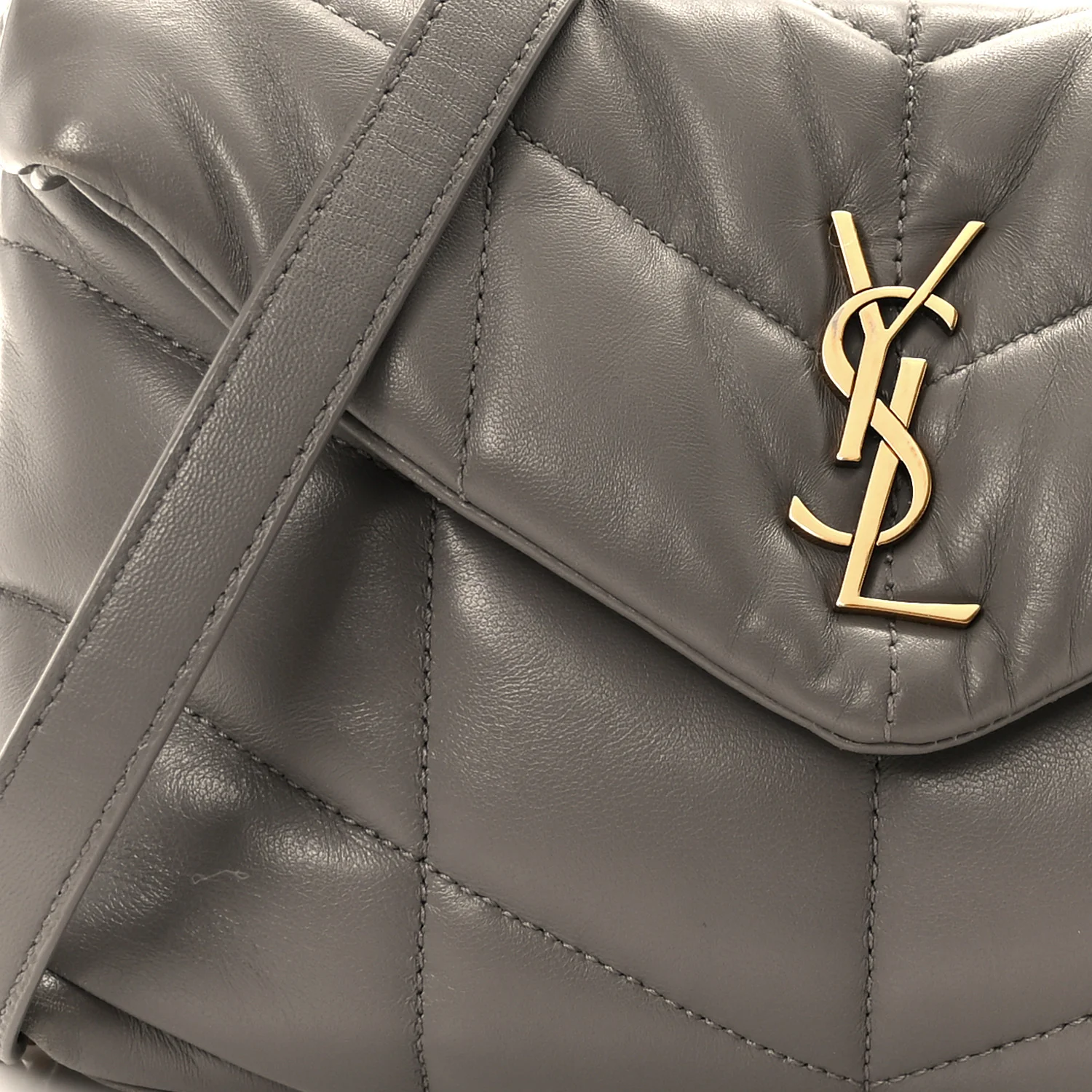 Lambskin Quilted Toy Loulou Puffer Monogram Chain Satchel Fog - Image 9