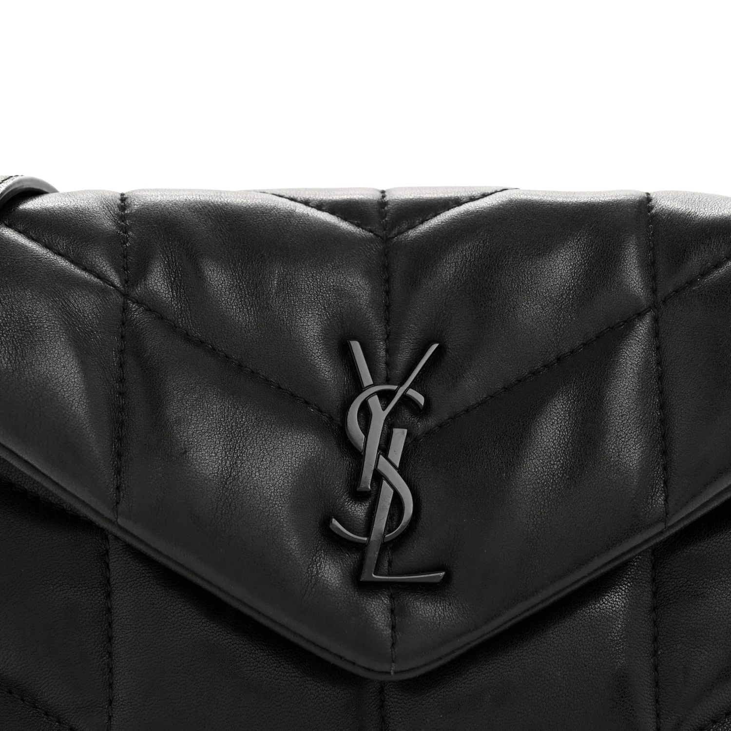 Lambskin Quilted Toy Loulou Puffer Monogram Monochrome Chain Satchel Black - Image 8