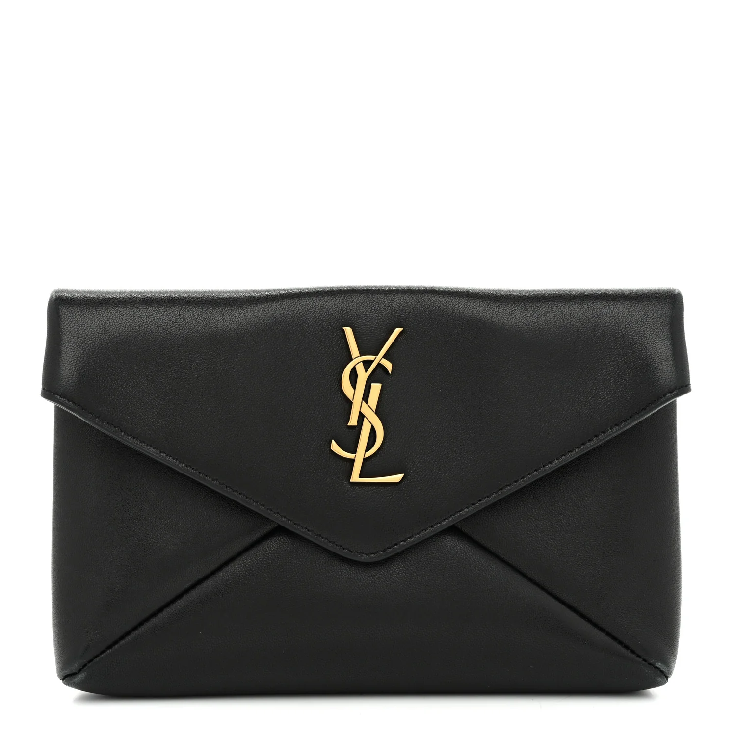 Lambskin Small Cassandre Envelope Pouch Black