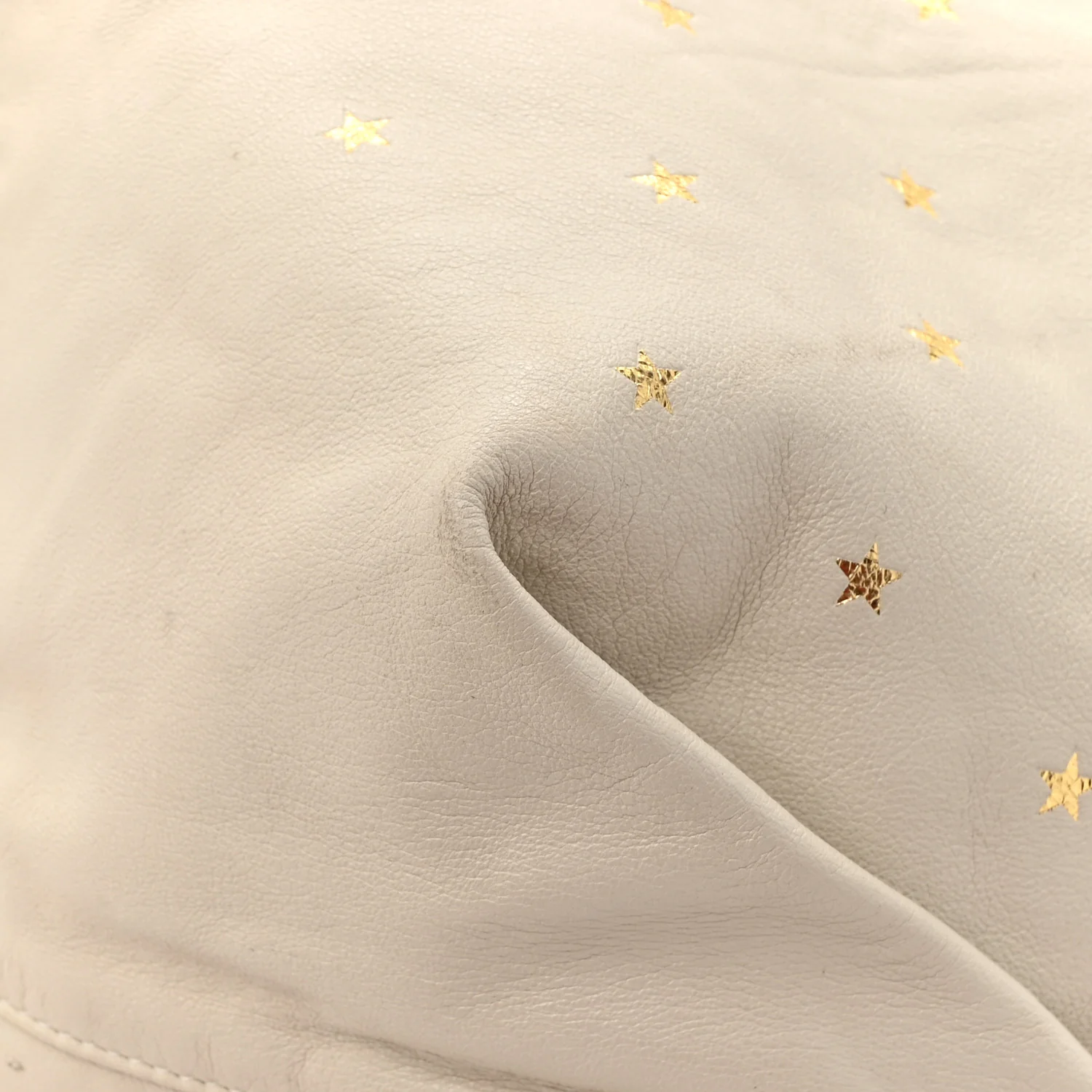 Lambskin Star Printed Teddy Drawstring Bag White - Image 10