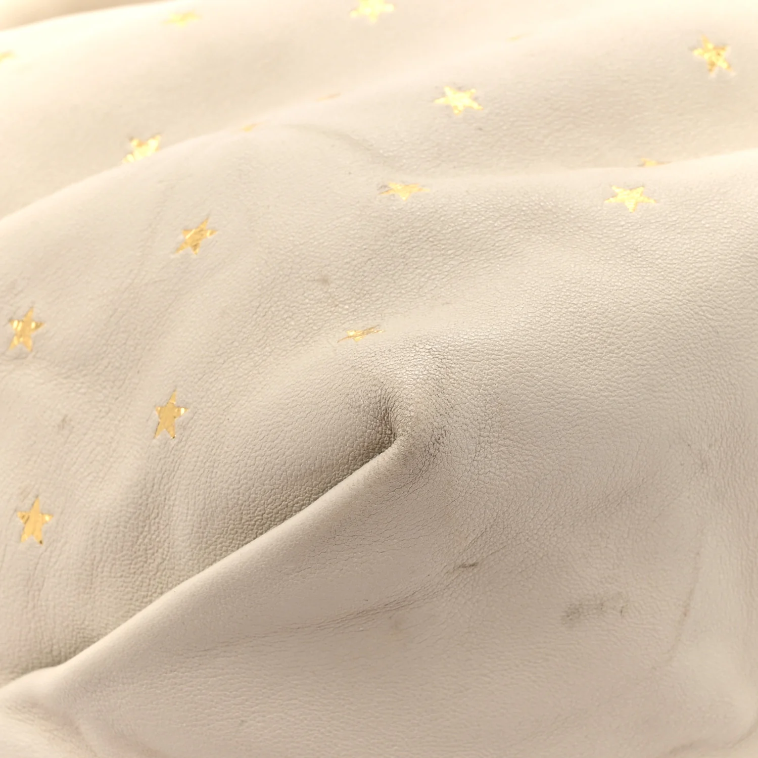 Lambskin Star Printed Teddy Drawstring Bag White - Image 11