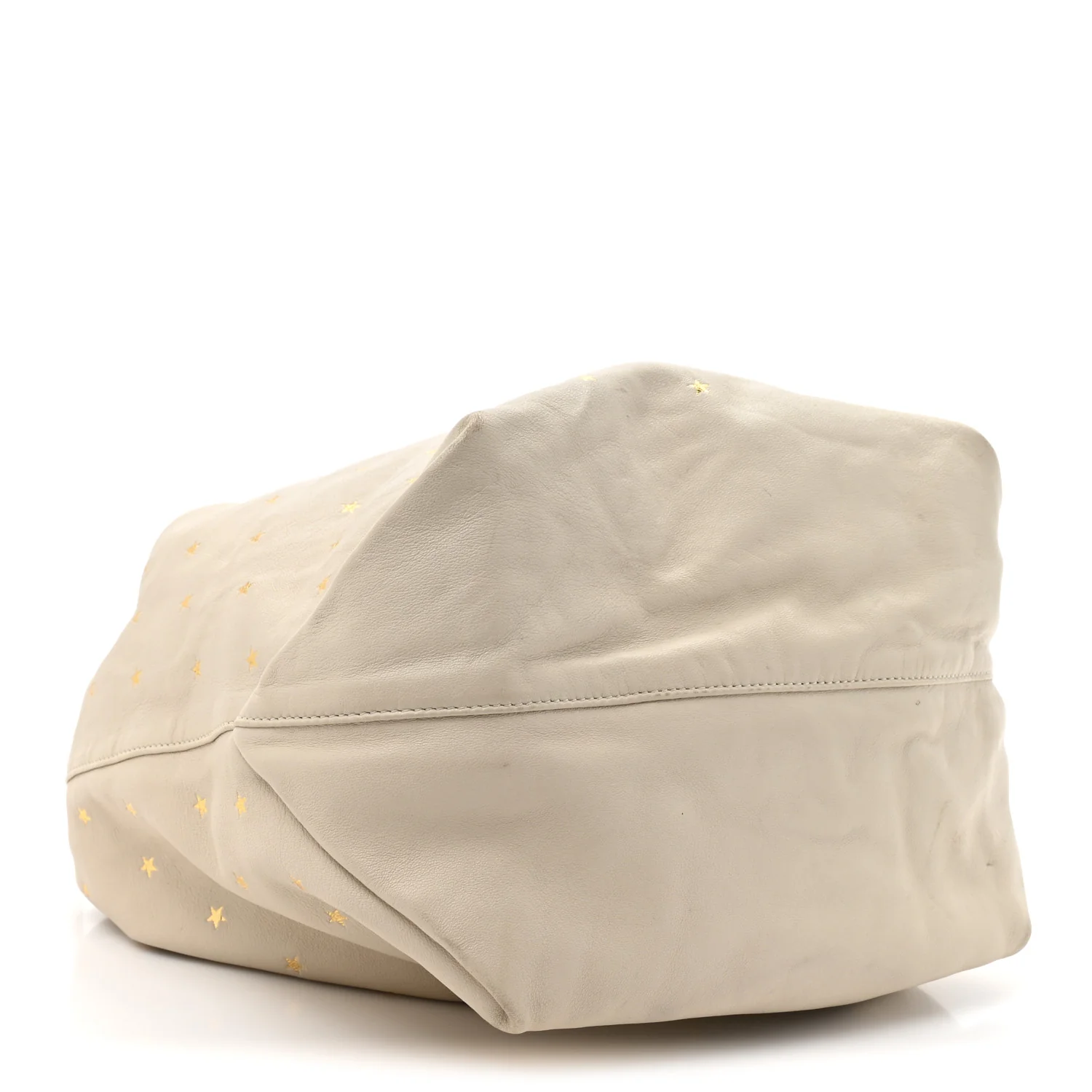 Lambskin Star Printed Teddy Drawstring Bag White - Image 5