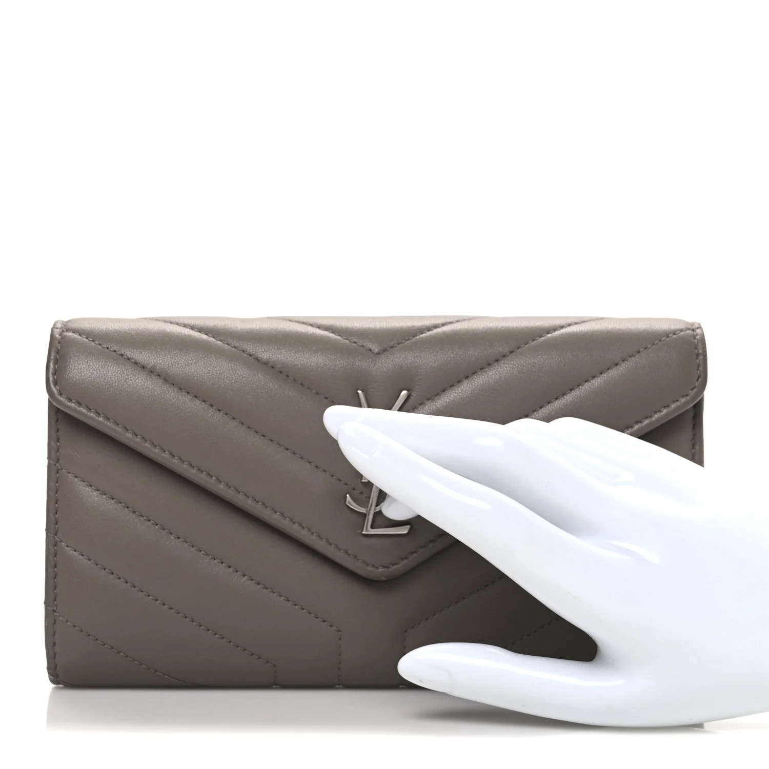 Lambskin Y Quilted Monogram Large Loulou Flap Wallet Mink - Image 2