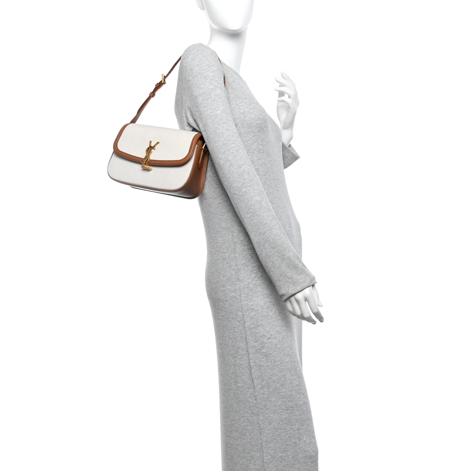 Linen Calfskin Monogram Small Solferino Satchel Greggio Brick - Image 2