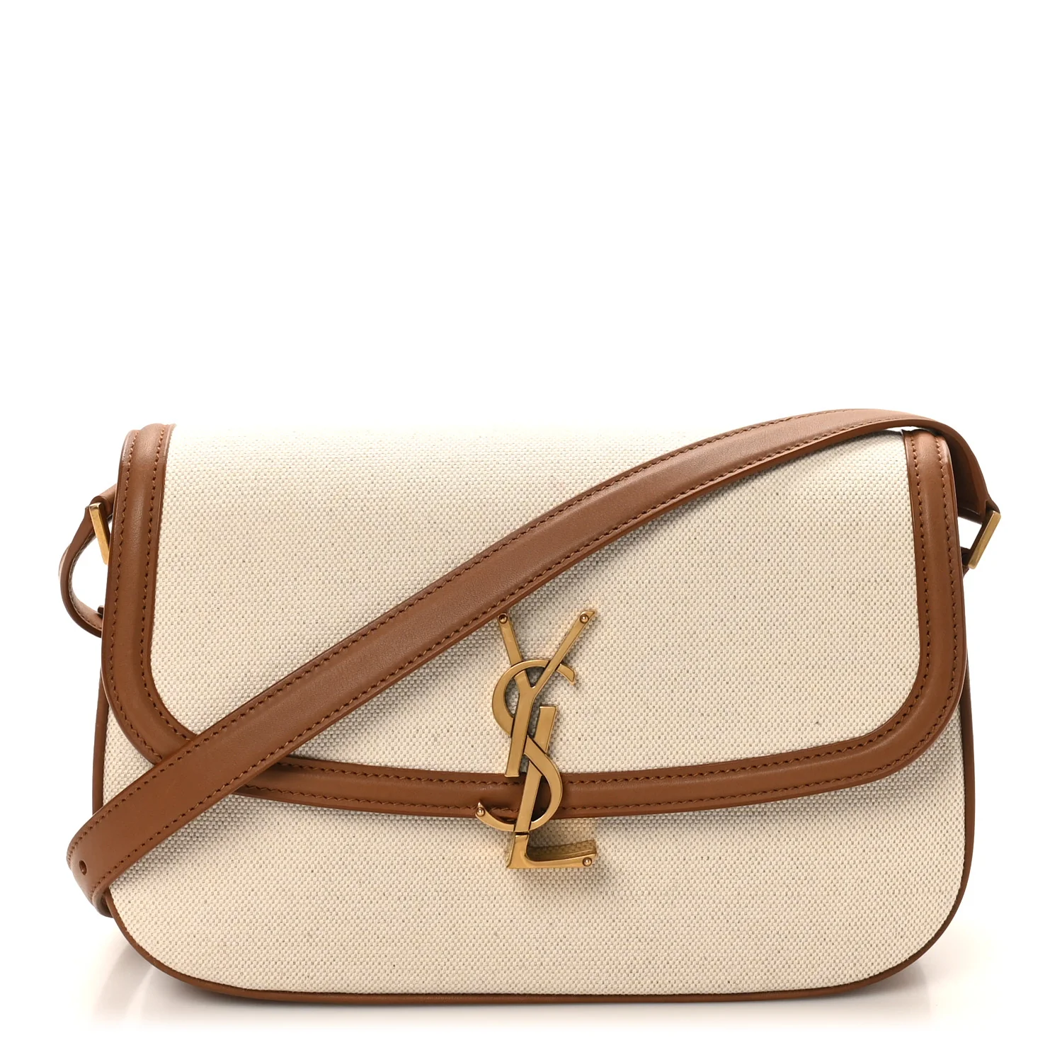 Linen Calfskin Monogram Small Solferino Satchel Greggio Brick - Image 2