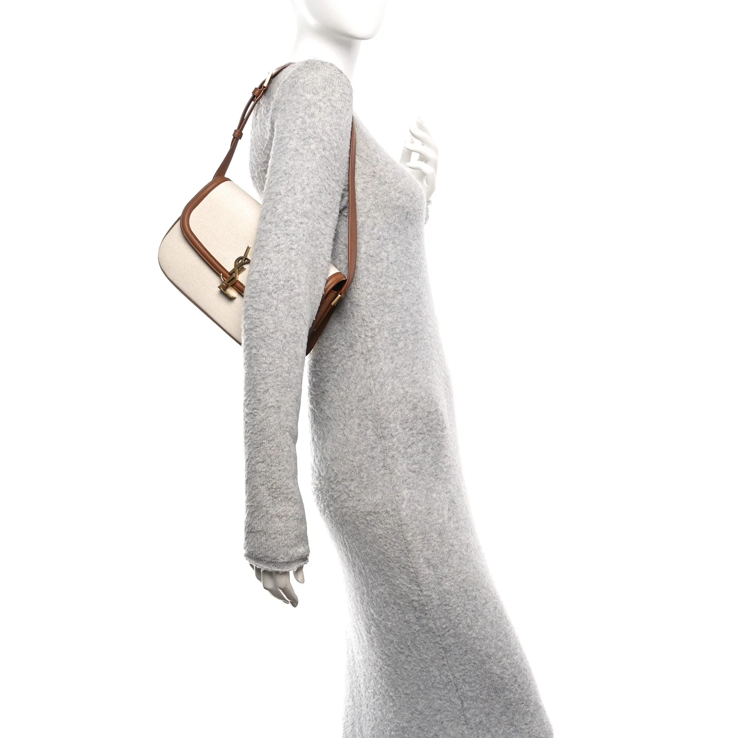 Linen Calfskin Monogram Small Solferino Satchel Greggio Brick - Image 3