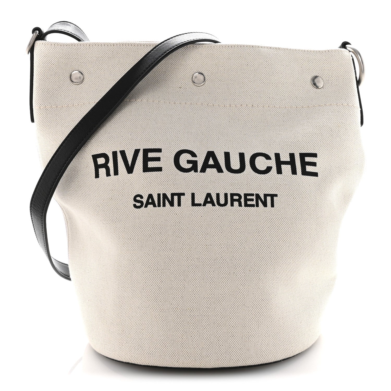 Linen Calfskin Rive Gauche Bucket Bag Greggio Natural