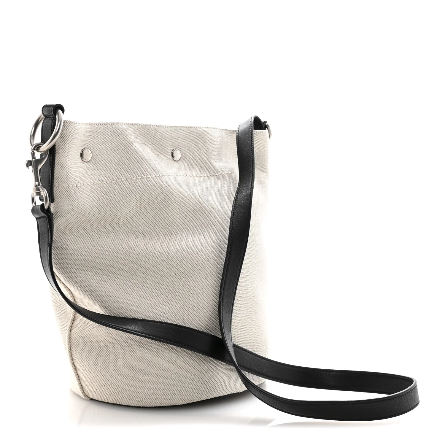 Linen Calfskin Rive Gauche Bucket Bag Greggio Natural - Image 3