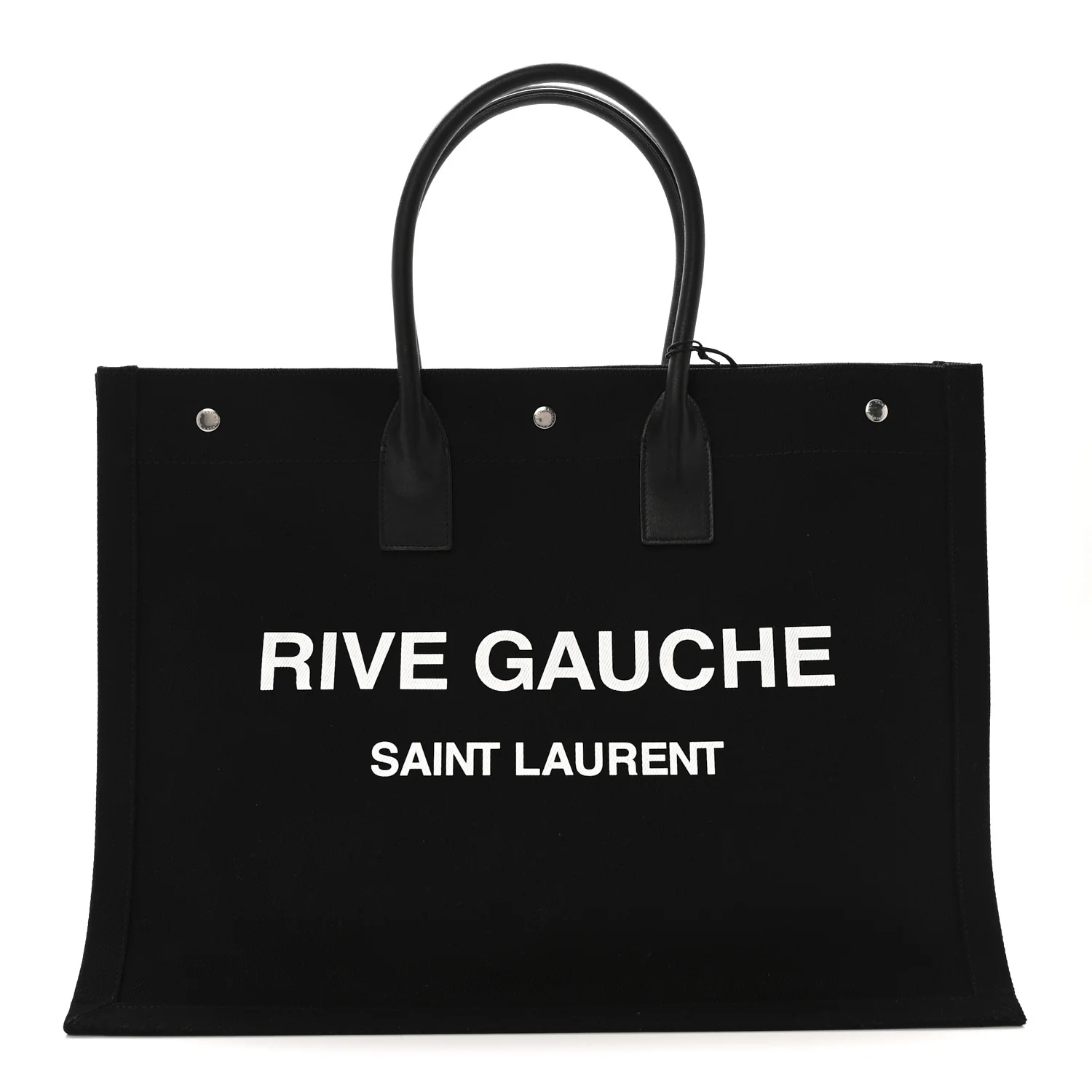 Linen Calfskin Rive Gauche Tote Black