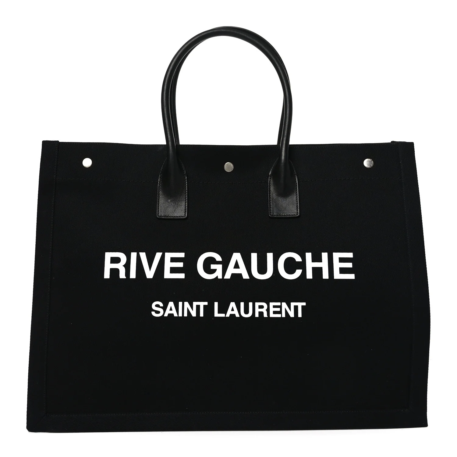 Linen Calfskin Rive Gauche Tote Black
