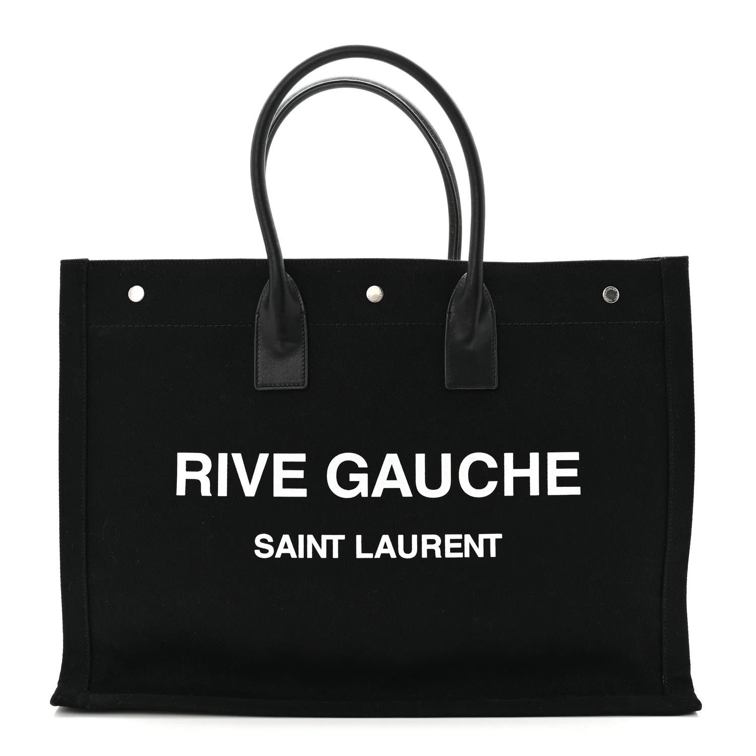 Linen Calfskin Rive Gauche Tote Black - Image 2