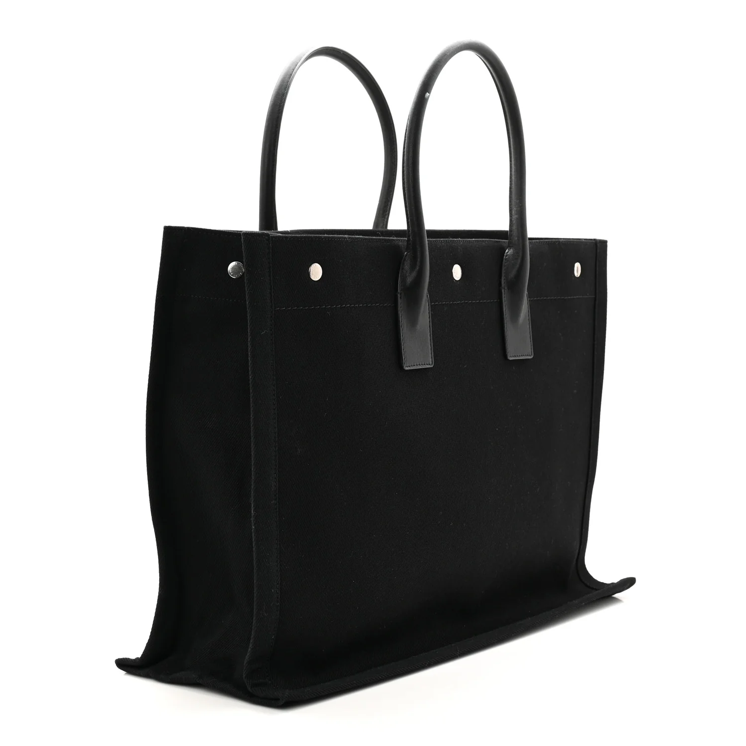 Linen Calfskin Rive Gauche Tote Black - Image 5