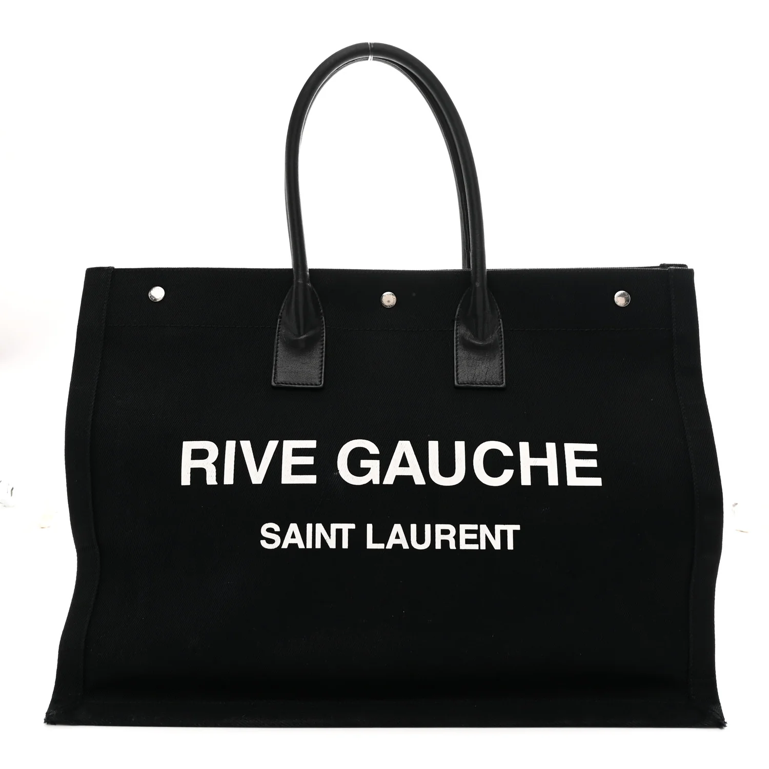 Linen Calfskin Rive Gauche Tote Black