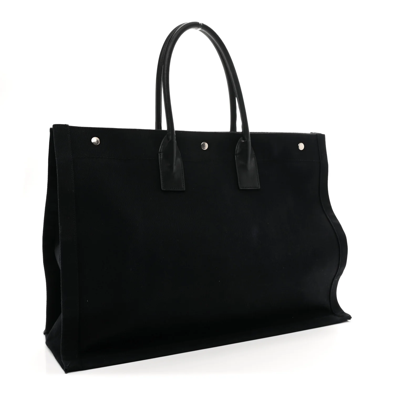 Linen Calfskin Rive Gauche Tote Black - Image 3