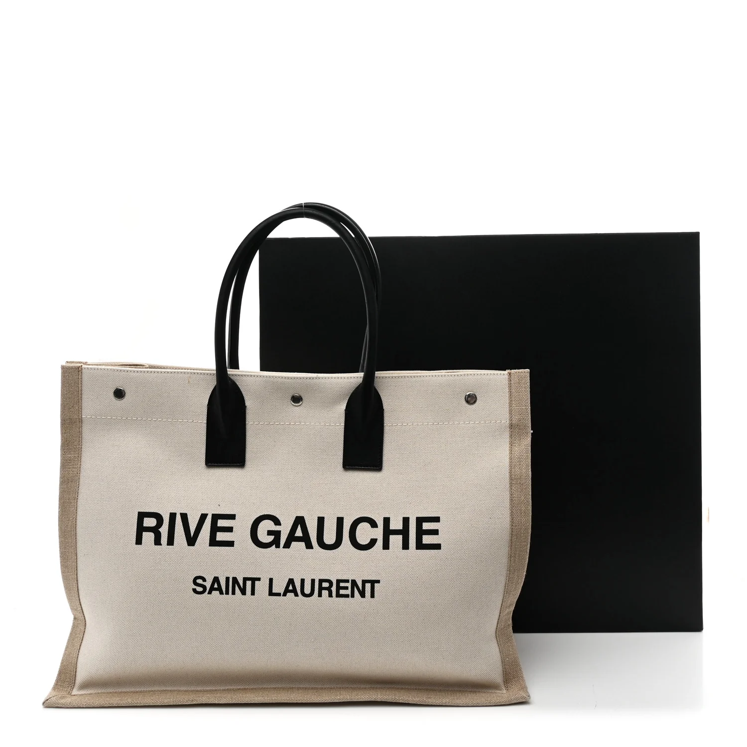 Linen Calfskin Rive Gauche Tote Optic White - Image 11