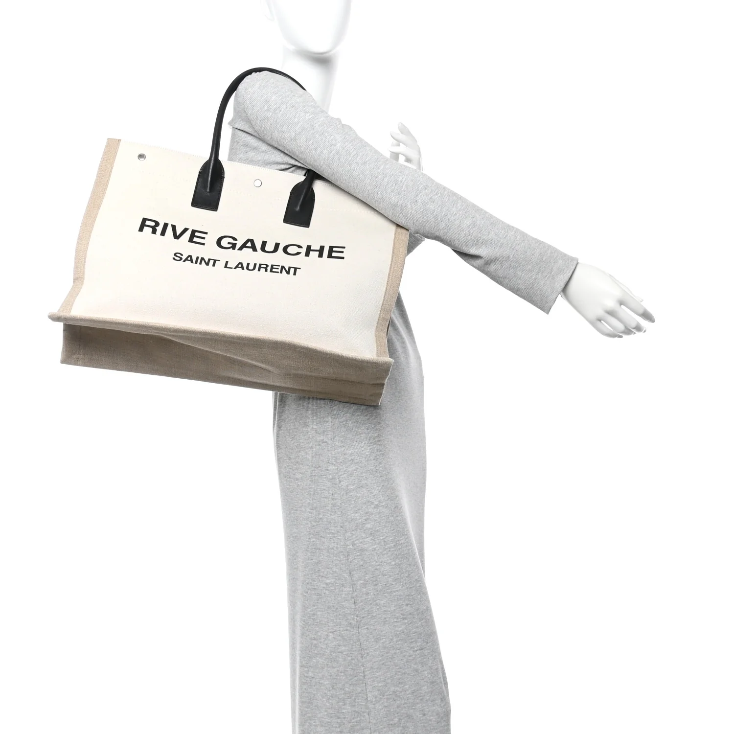 Linen Calfskin Rive Gauche Tote Optic White - Image 2
