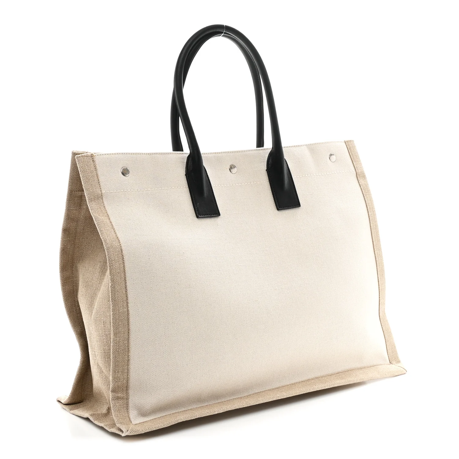Linen Calfskin Rive Gauche Tote Optic White - Image 3