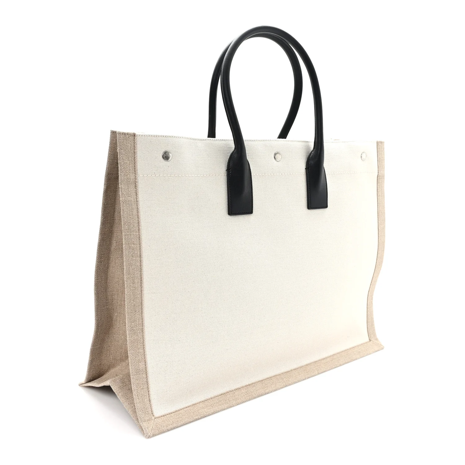 Linen Calfskin Rive Gauche Tote Optic White - Image 3