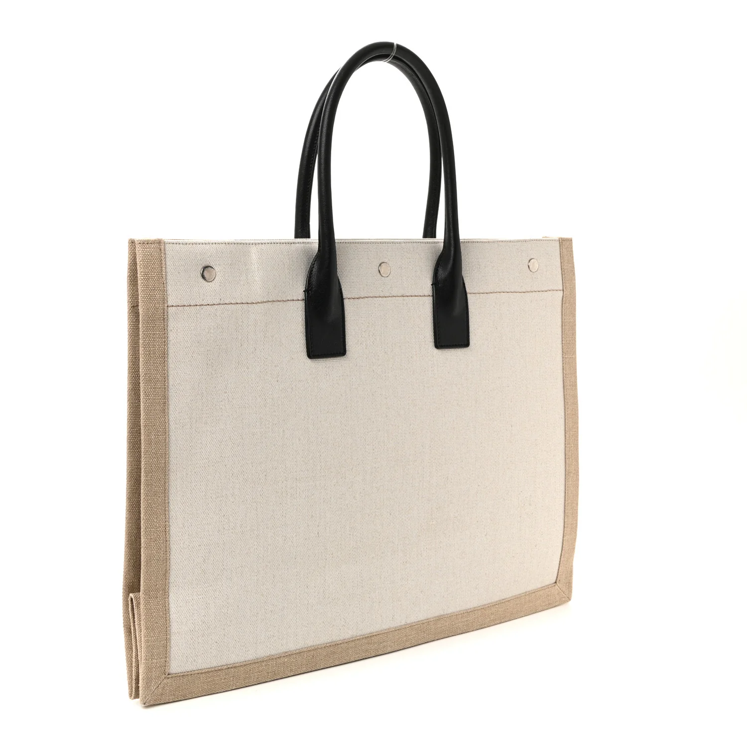 Linen Calfskin Rive Gauche Tote Optic White - Image 3