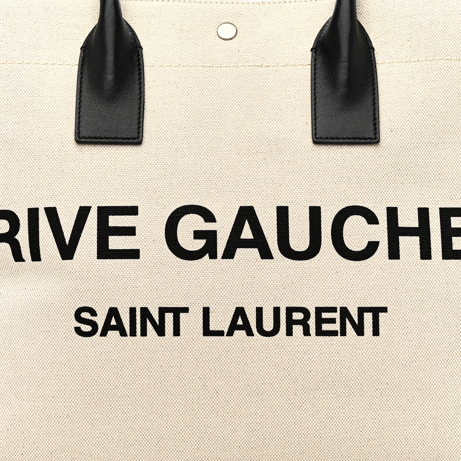 Linen Calfskin Rive Gauche Tote White Black - Image 8