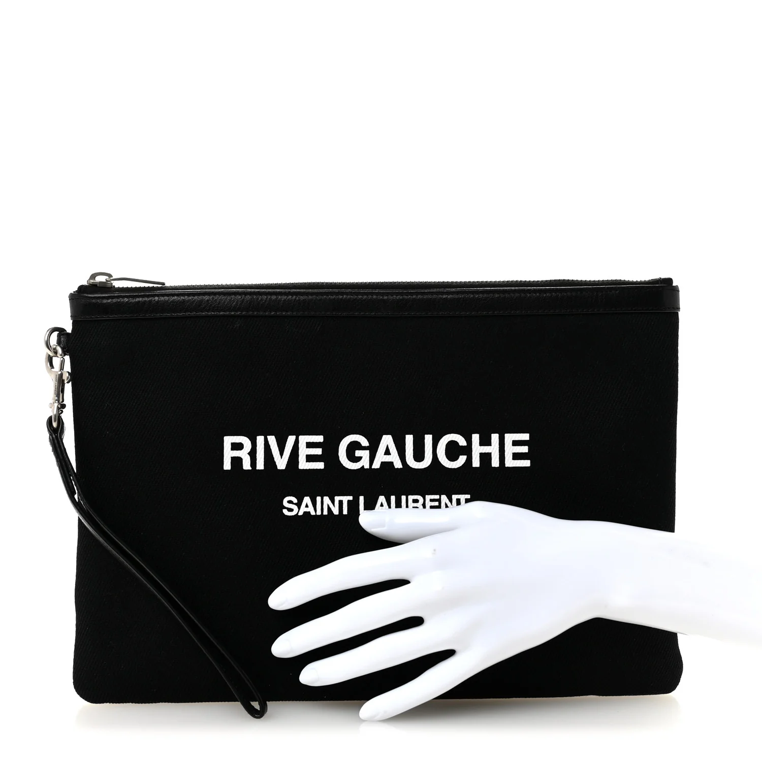 Linen Canvas Rive Gauche Zipped Pouch Black - Image 2
