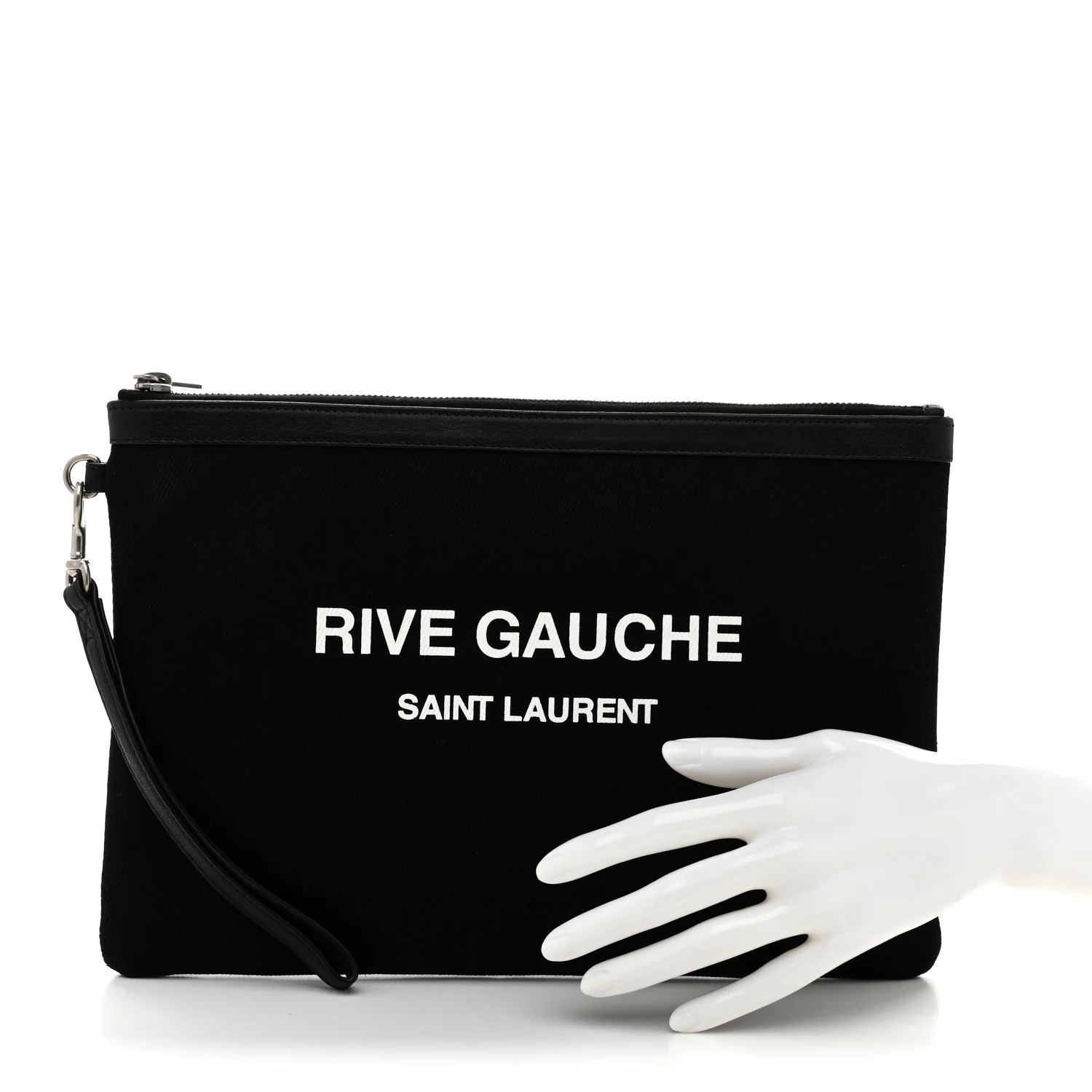 Linen Canvas Rive Gouche Zipped Pouch Black - Image 2