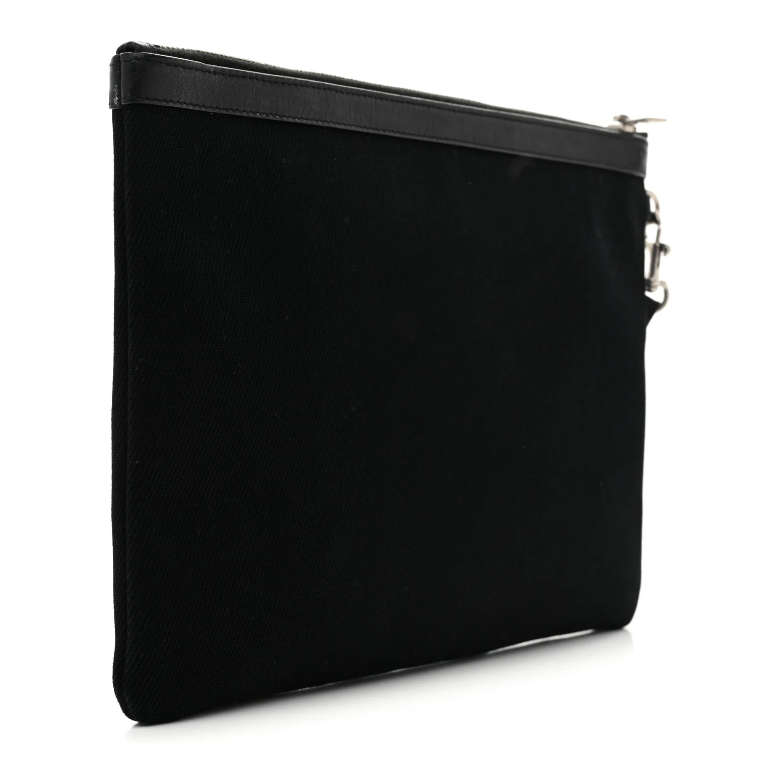 Linen Canvas Rive Gouche Zipped Pouch Black - Image 3