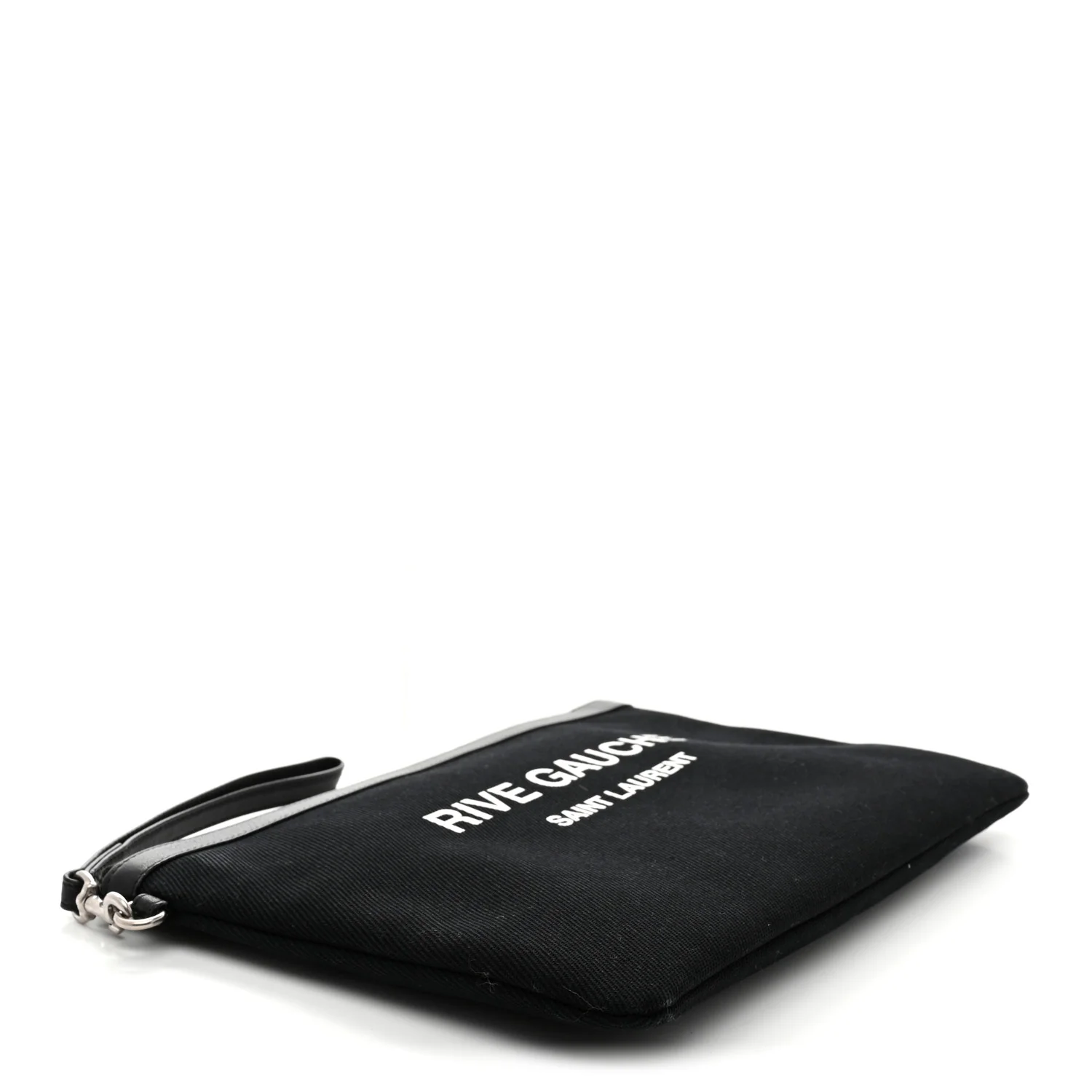 Linen Canvas Rive Gouche Zipped Pouch Black - Image 4