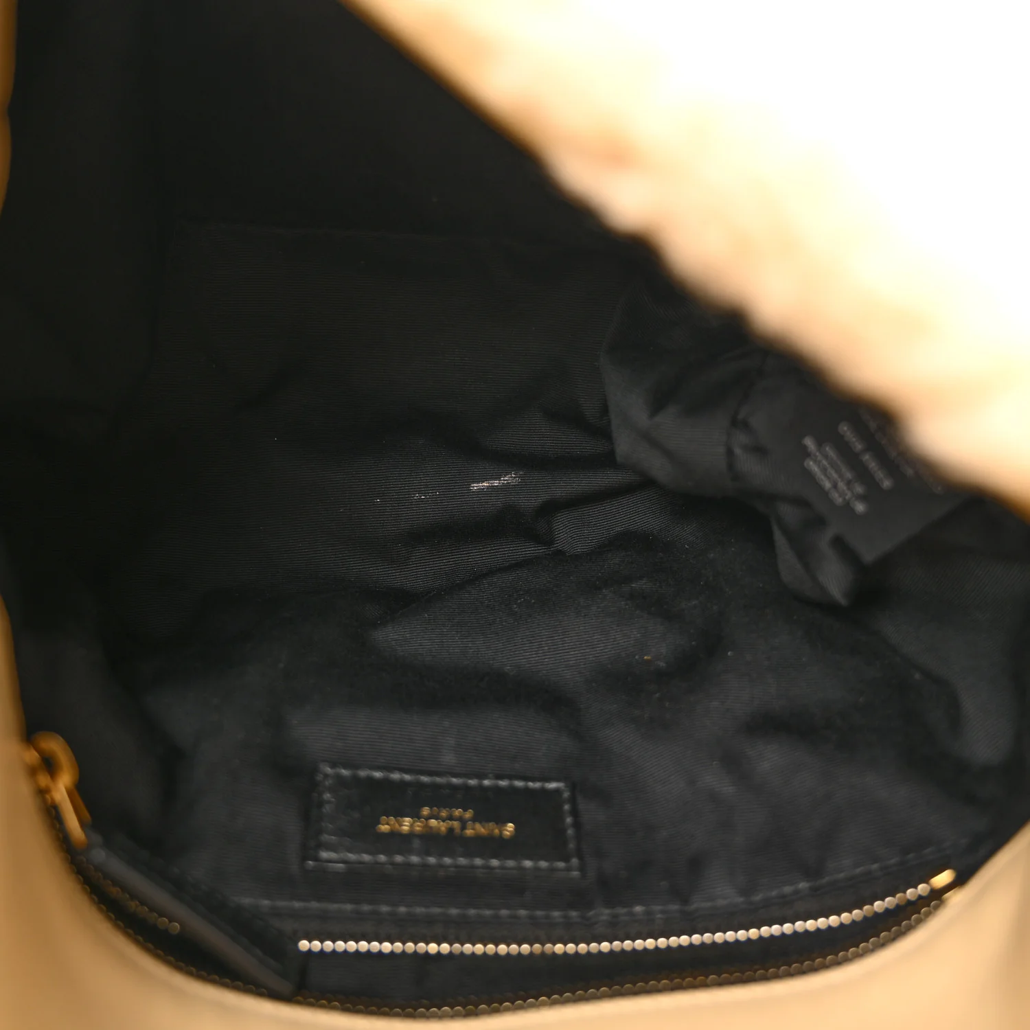 Merino Shearling Lambskin Quilted Small Loulou Puffer Monogram Chain Satchel Natural Beige - Image 5