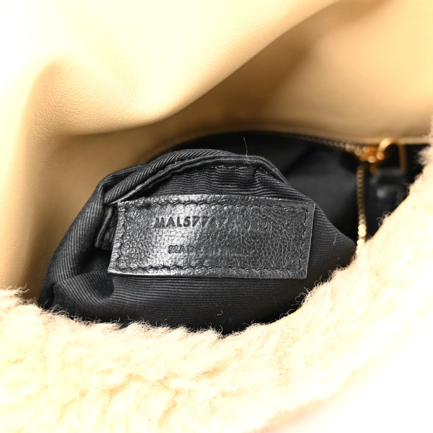 Merino Shearling Lambskin Quilted Small Loulou Puffer Monogram Chain Satchel Natural Beige - Image 7