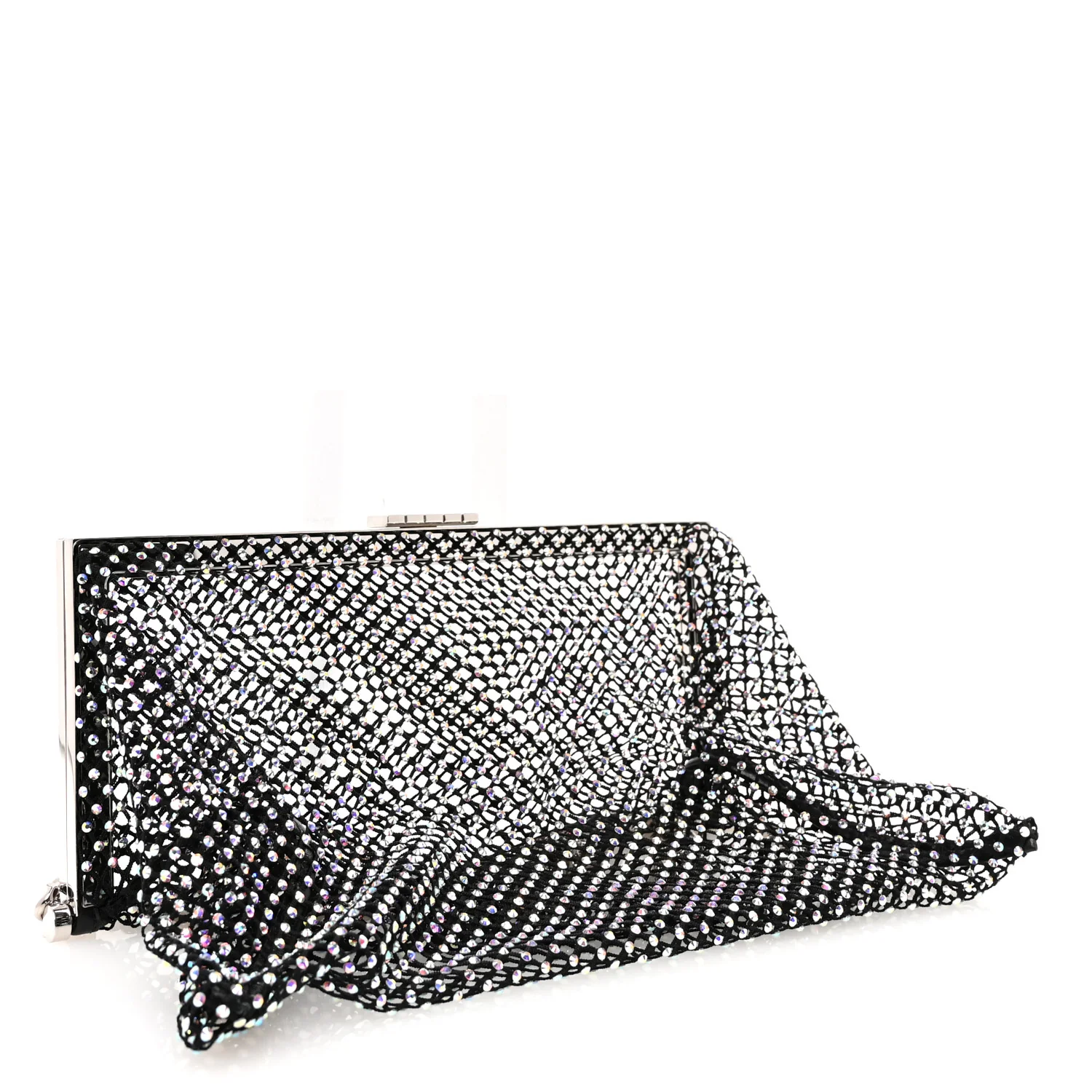 Mesh Crystal Medium Fanny Shoulder Bag Black - Image 4