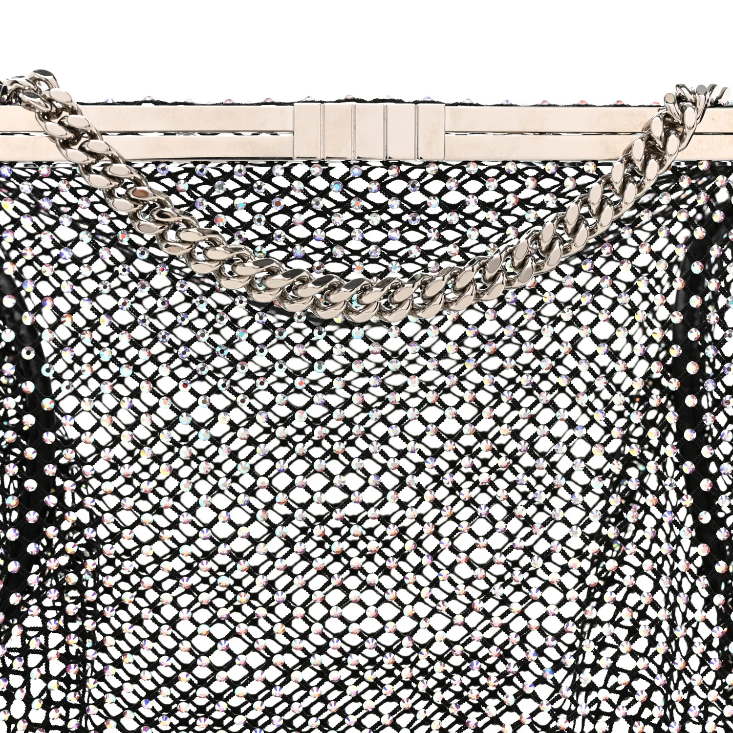 Mesh Crystal Medium Fanny Shoulder Bag Black - Image 8