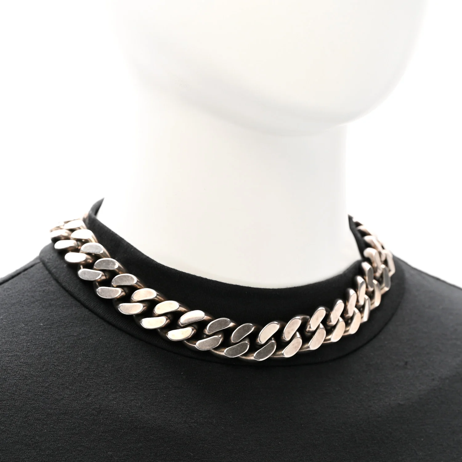 Metal Curb Chain Necklace Oxidized Silver - Image 2
