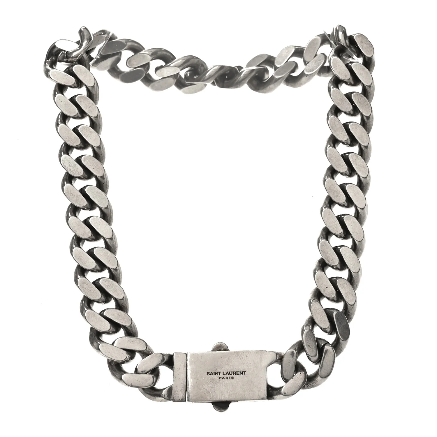Metal Curb Chain Necklace Oxidized Silver - Image 3