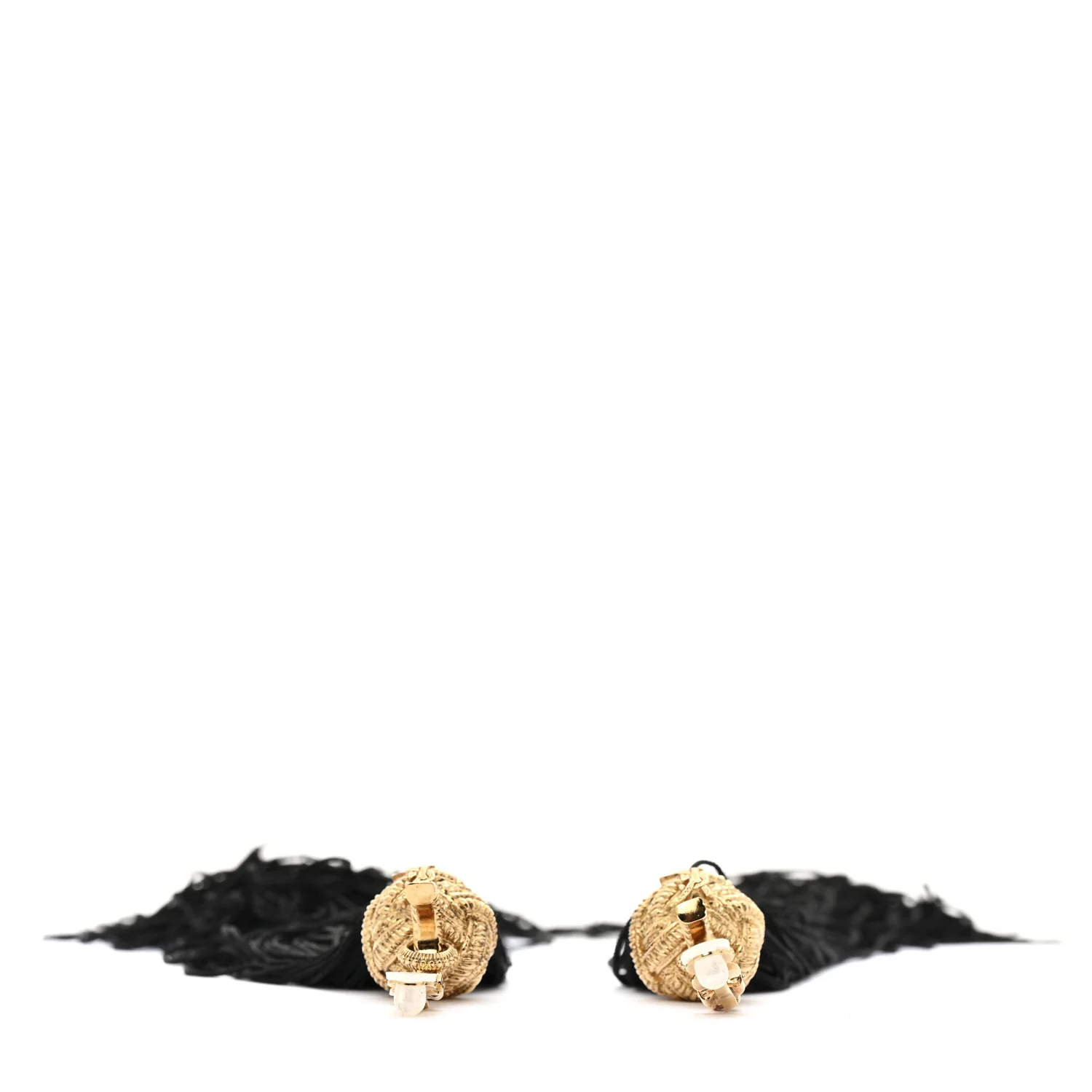 Metal Knot Tassel Clip On Earrings Gold Black - Image 3