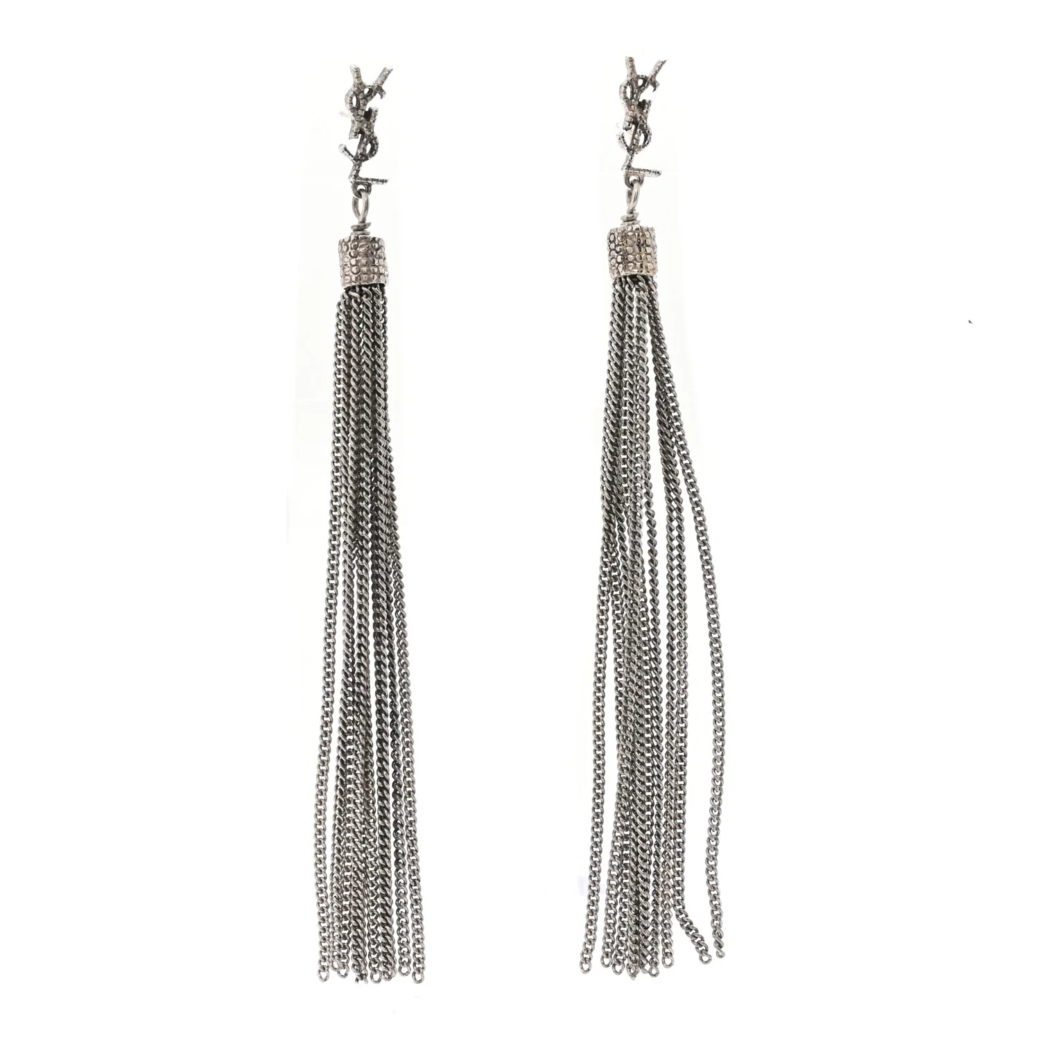 Metal Monogram Loulou Tassel Earrings Silver