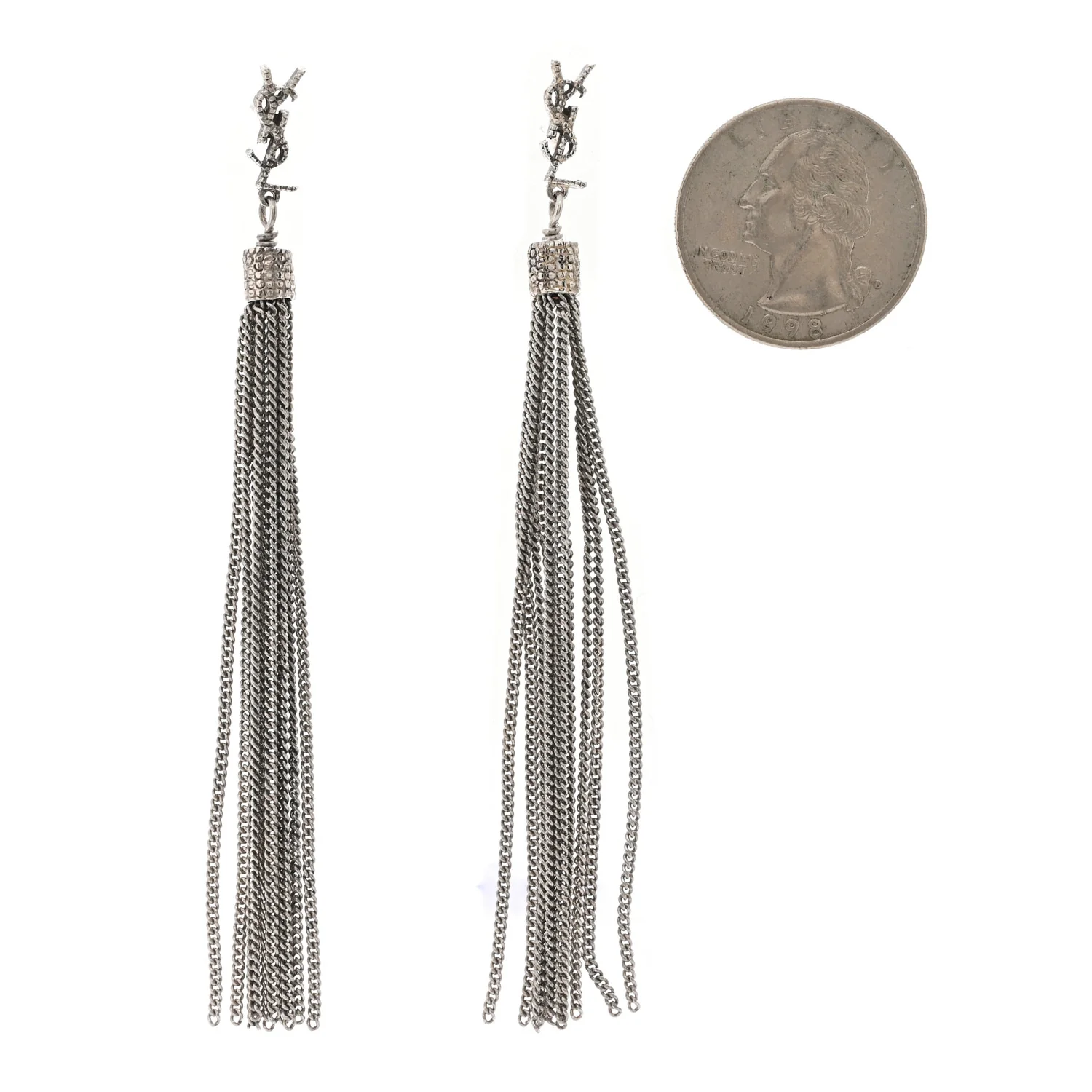 Metal Monogram Loulou Tassel Earrings Silver - Image 2