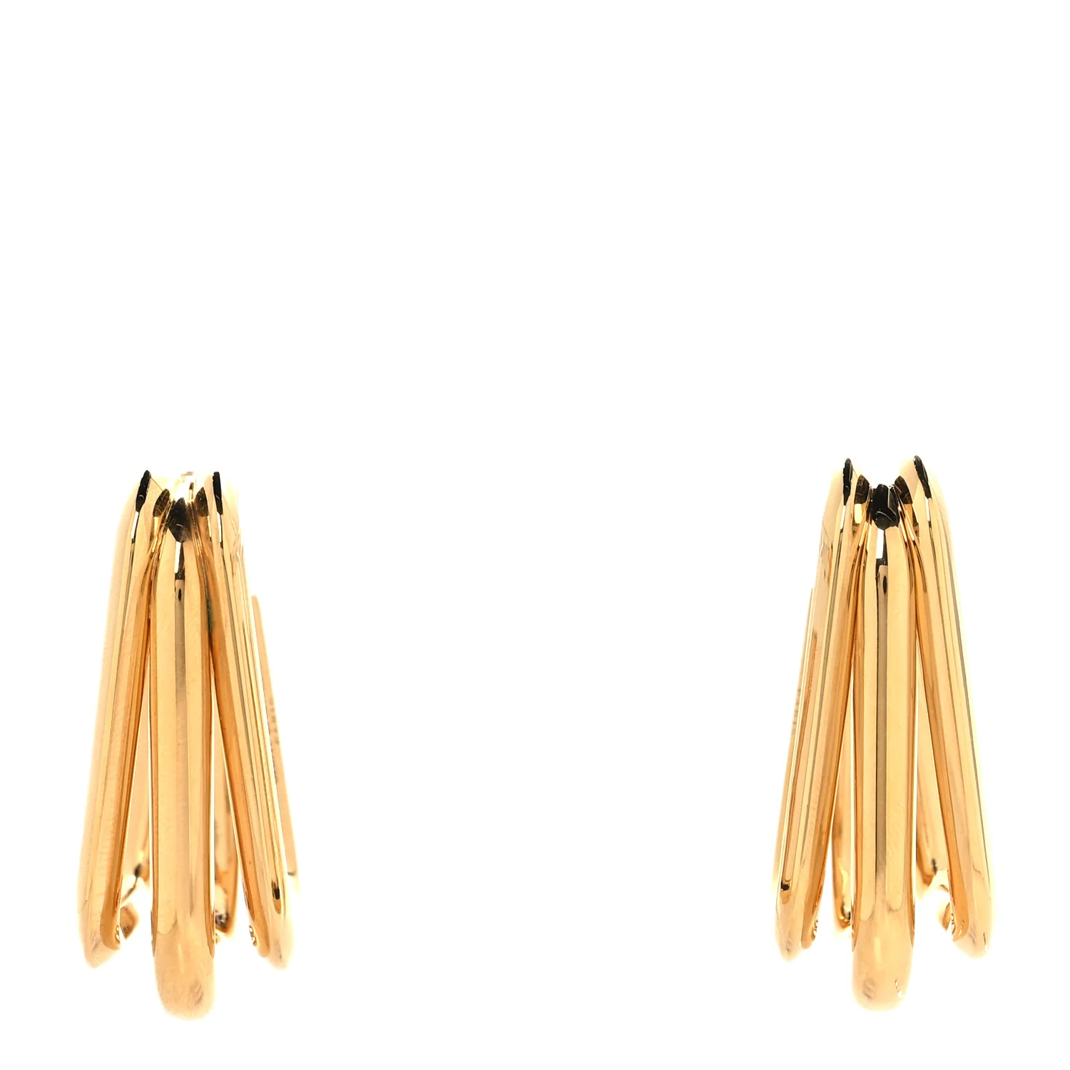 Metal Square Triple Hoop Earrings Gold - Image 2