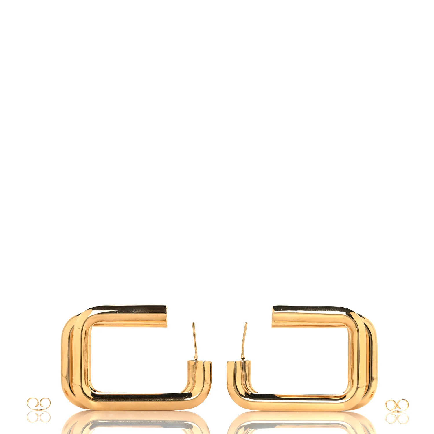 Metal Square Triple Hoop Earrings Gold - Image 4