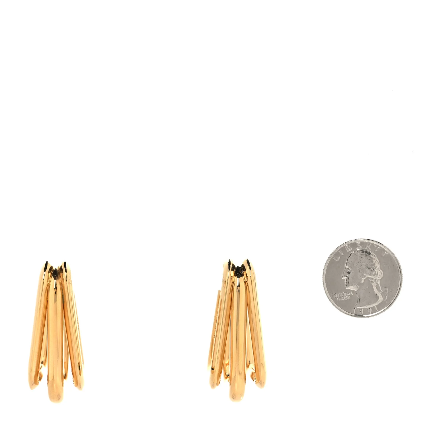 Metal Square Triple Hoop Earrings Gold - Image 5