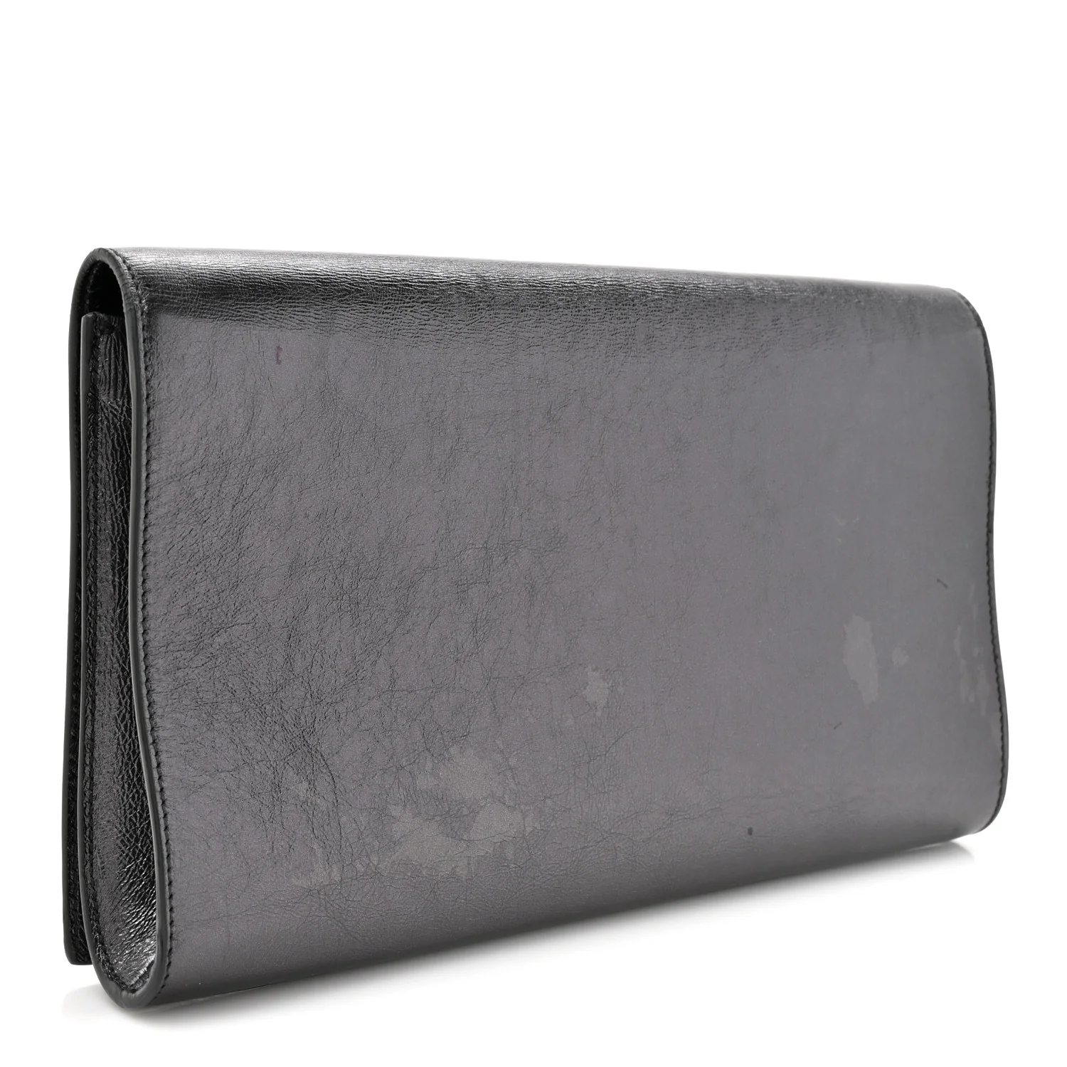 Metallic Calfskin Large Belle De Jour Clutch Dark Silver - Image 3