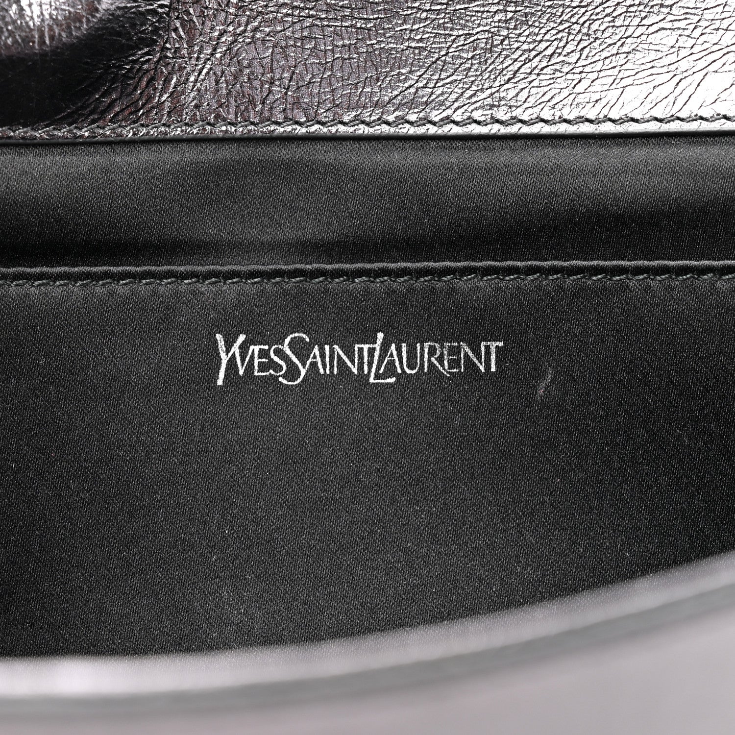 Metallic Calfskin Large Belle De Jour Clutch Dark Silver - Image 6