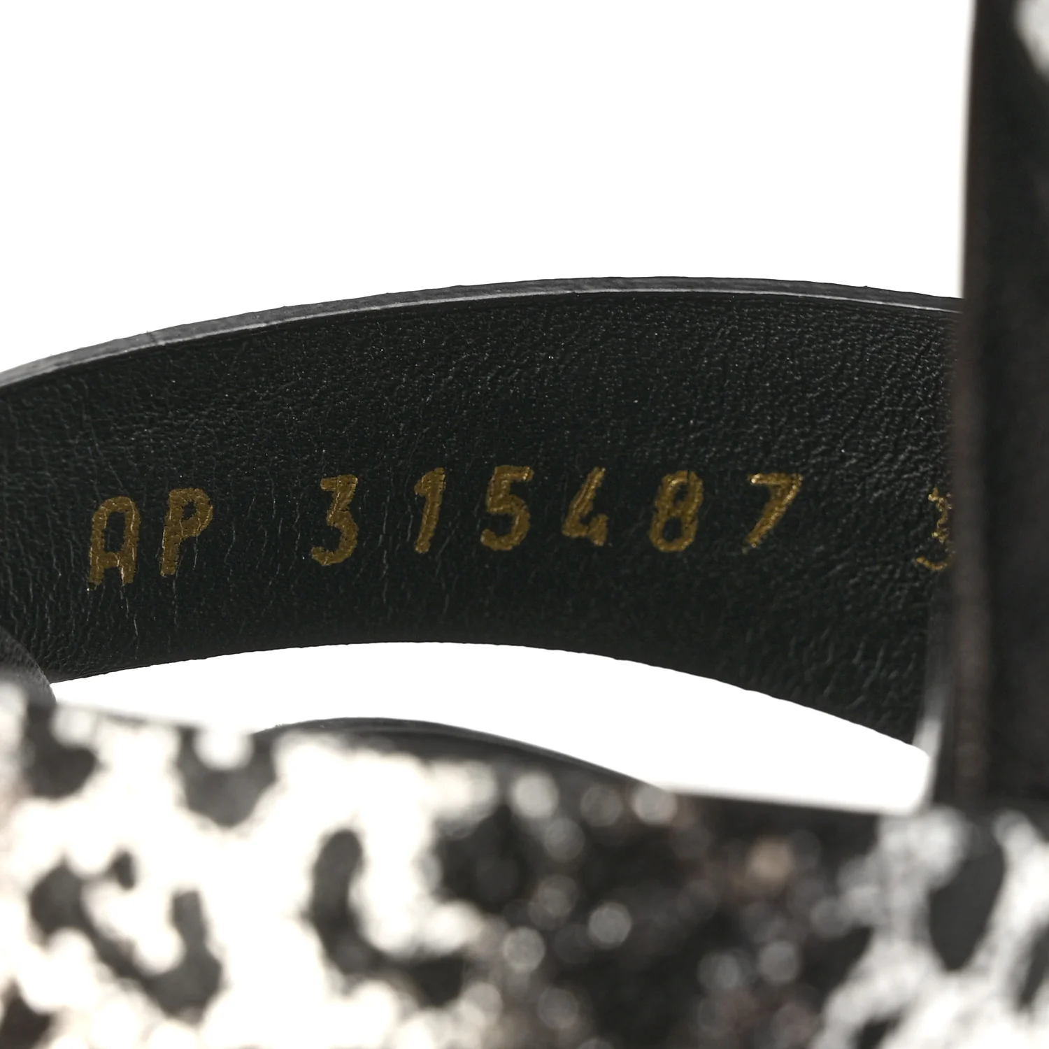 Metallic Calfskin Leopard Print Tribute 105 Platform Sandals 38 Black Silver - Image 9