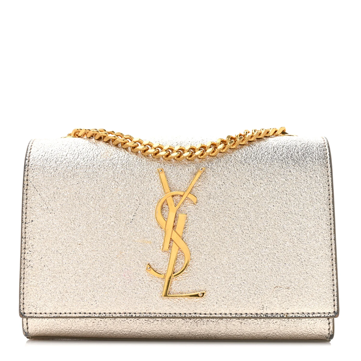 Metallic Calfskin Small Classic Monogram Kate Satchel Platine