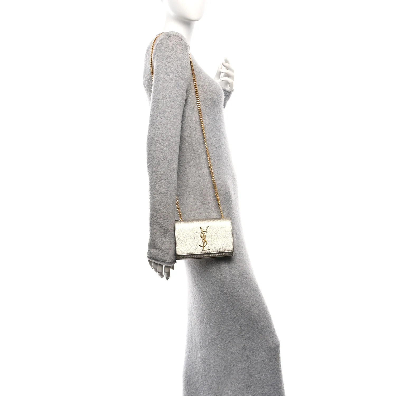 Metallic Calfskin Small Classic Monogram Kate Satchel Platine - Image 3
