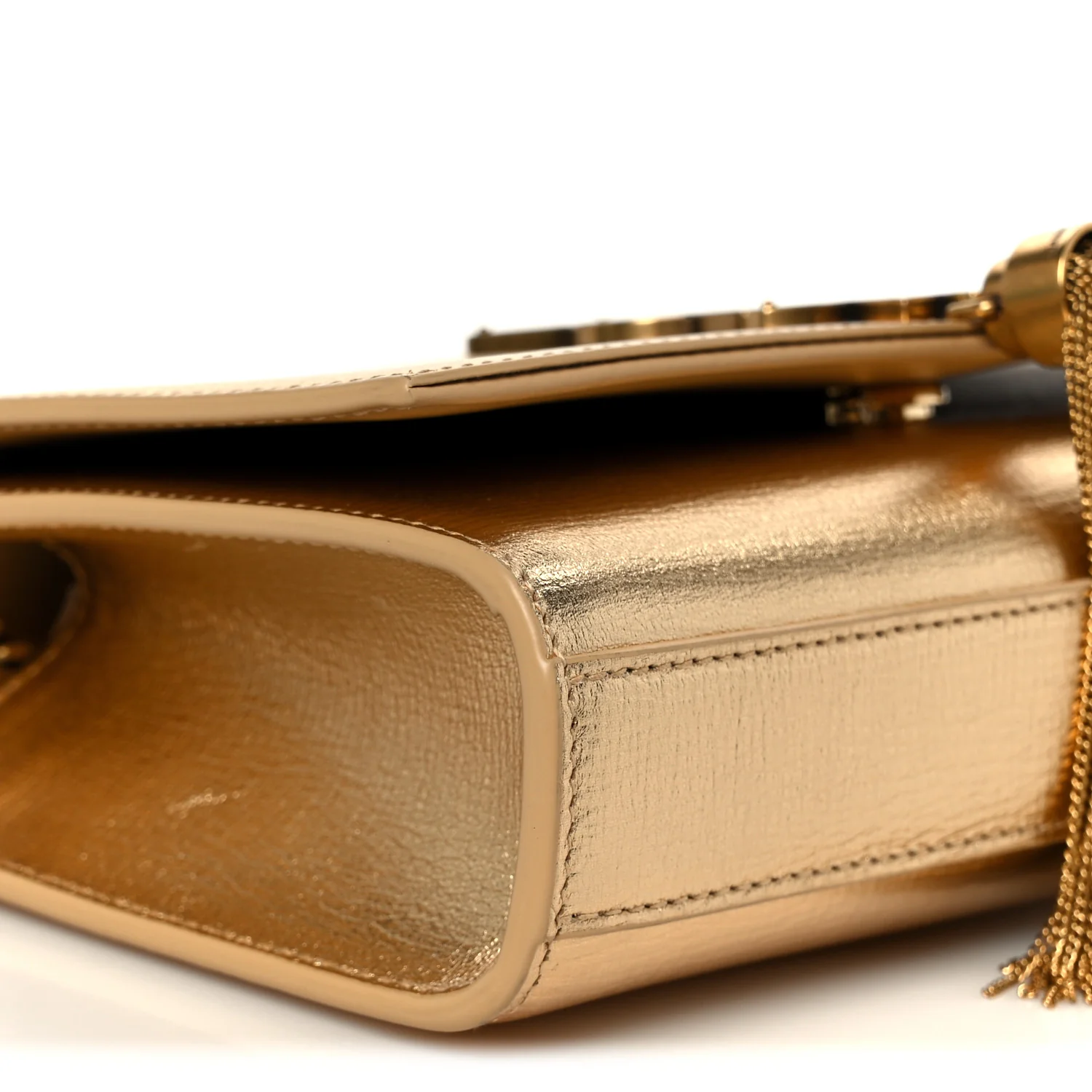 Metallic Calfskin Small Classic Monogram Kate Tassel Satchel Gold - Image 10