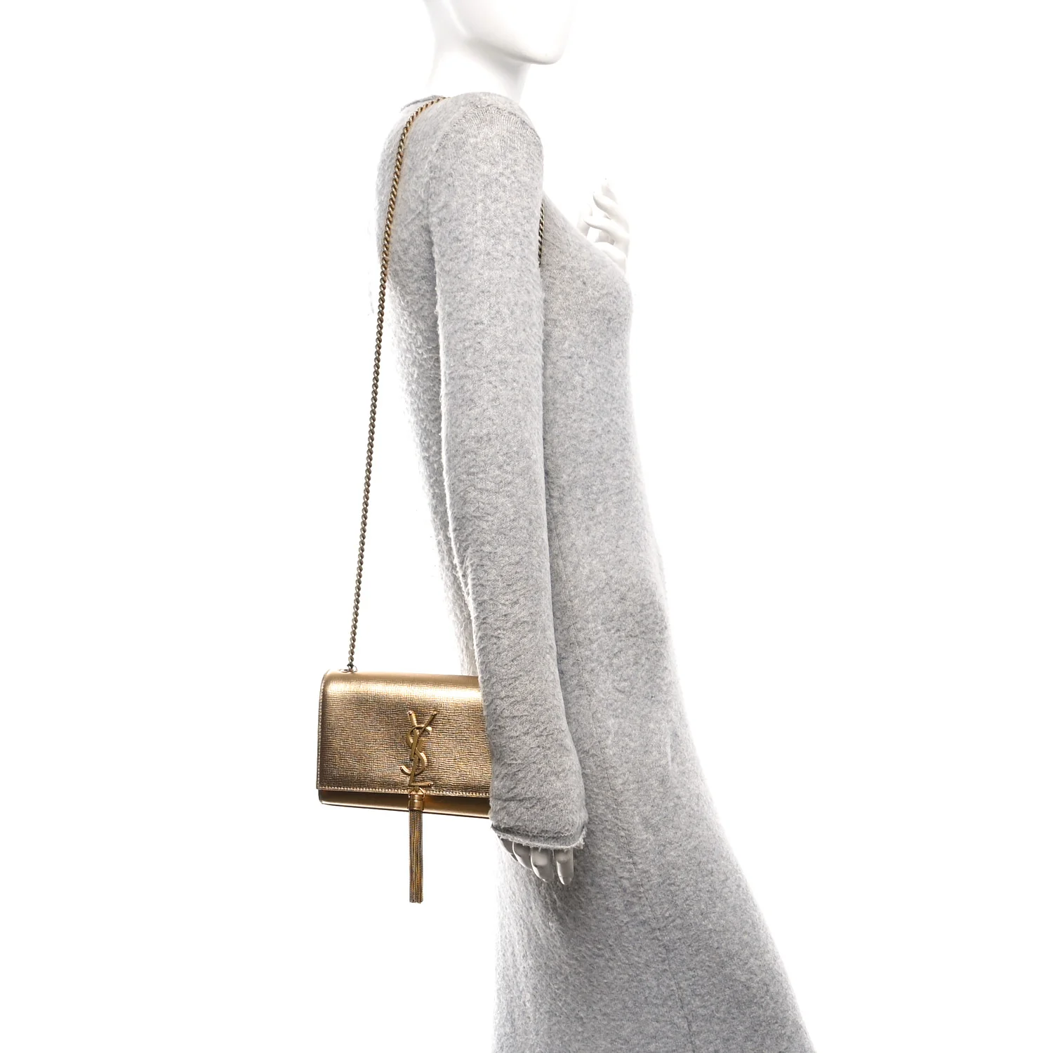 Metallic Calfskin Small Classic Monogram Kate Tassel Satchel Gold - Image 2