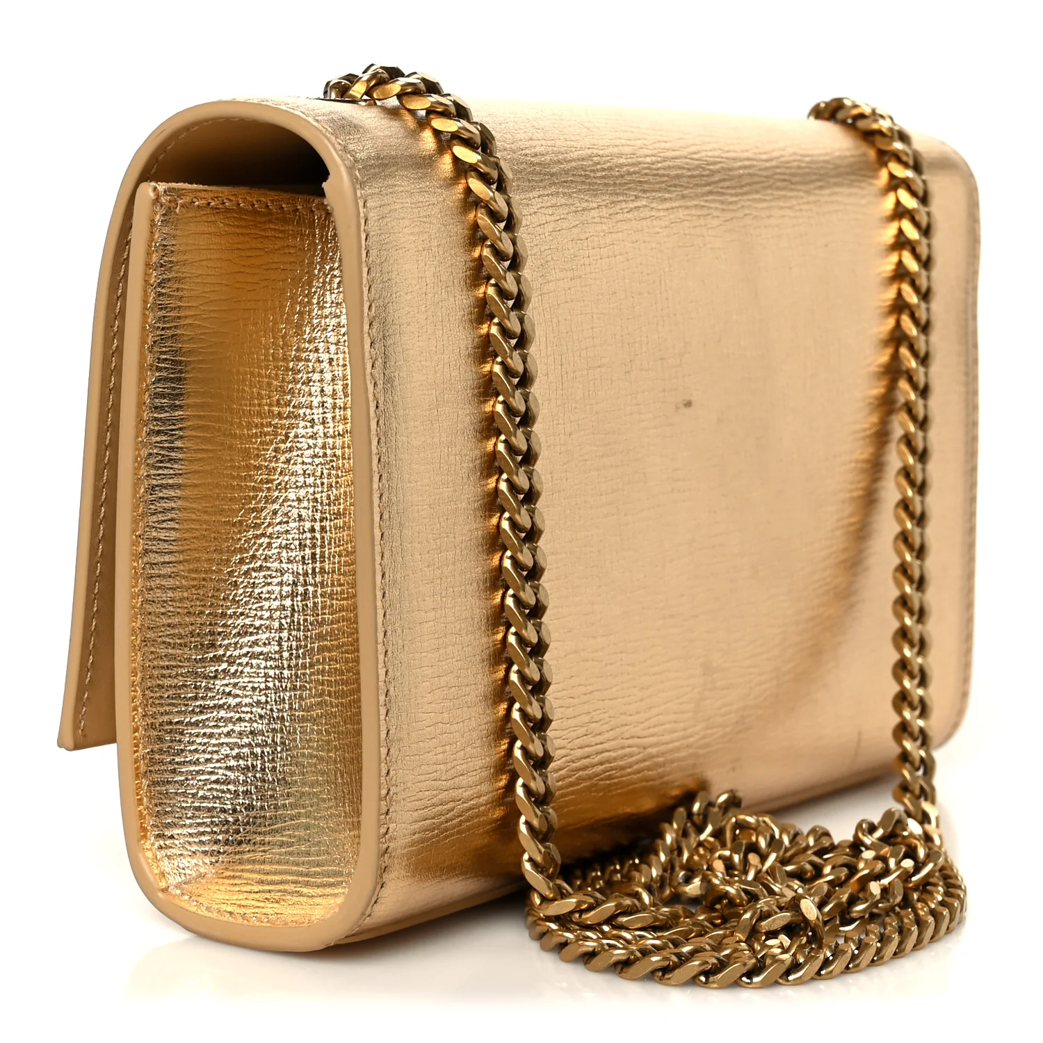Metallic Calfskin Small Classic Monogram Kate Tassel Satchel Gold - Image 3