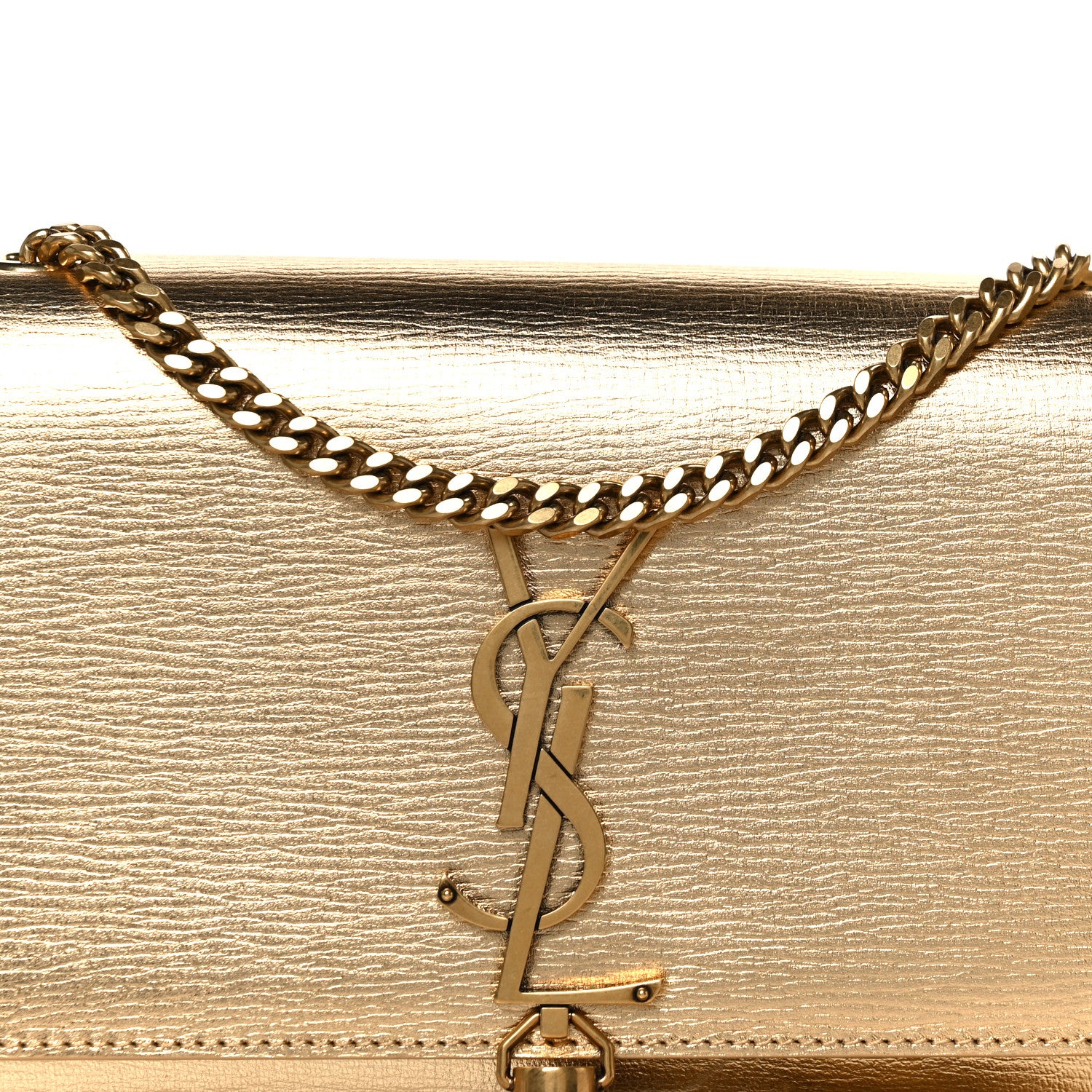 Metallic Calfskin Small Classic Monogram Kate Tassel Satchel Gold - Image 9