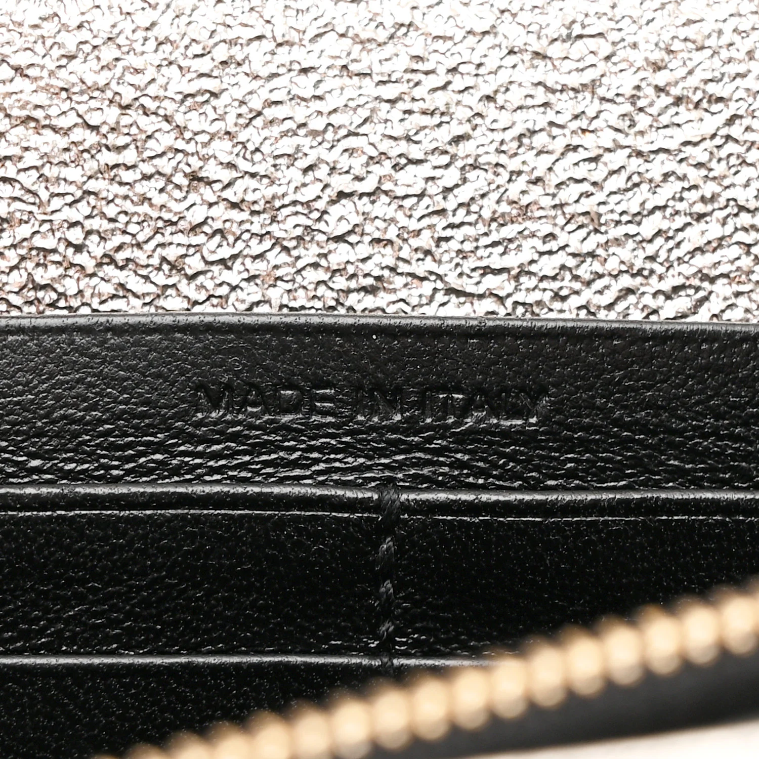 Metallic Crackled Calfskin Matelasse Chevron Monogram Chain Wallet Gold - Image 8
